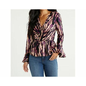 Sofia Jeans Womens Top  Drape Knot Zebra Size M (8-10)